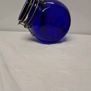 Cobalt Blue Glass Storage Jar with Clamp Lid